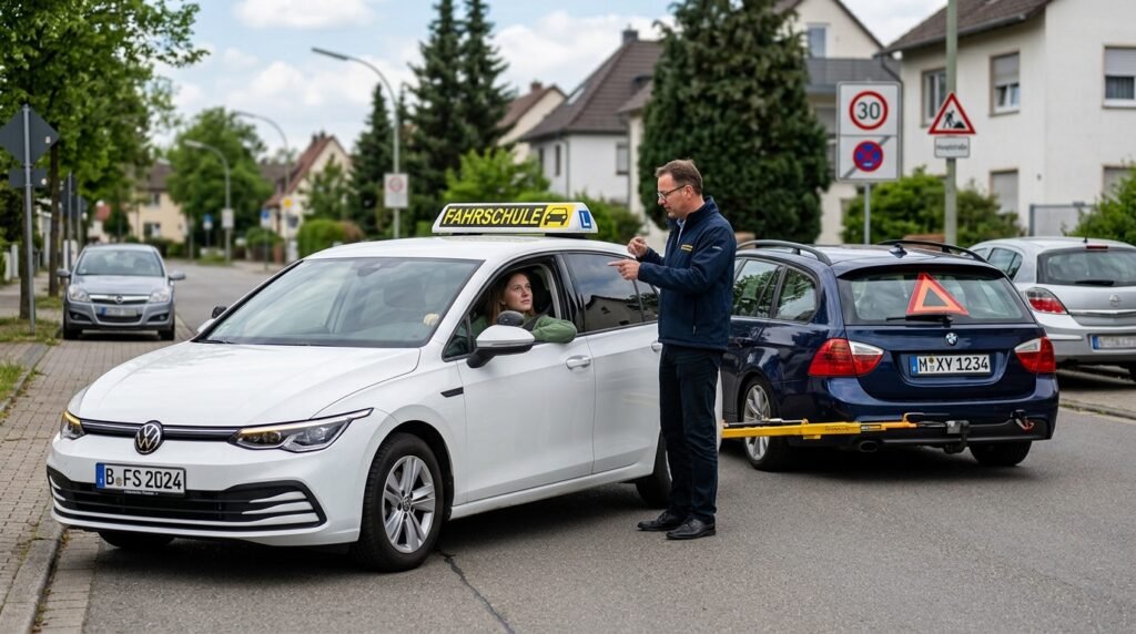 Abschleppen in der Fahrschule und Führerschein-Fragen
