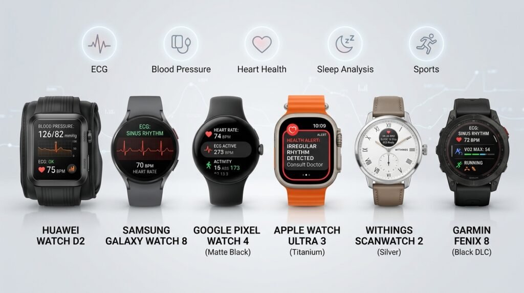 Die besten Smartwatches mit EKG und Blutdruck im Vergleich